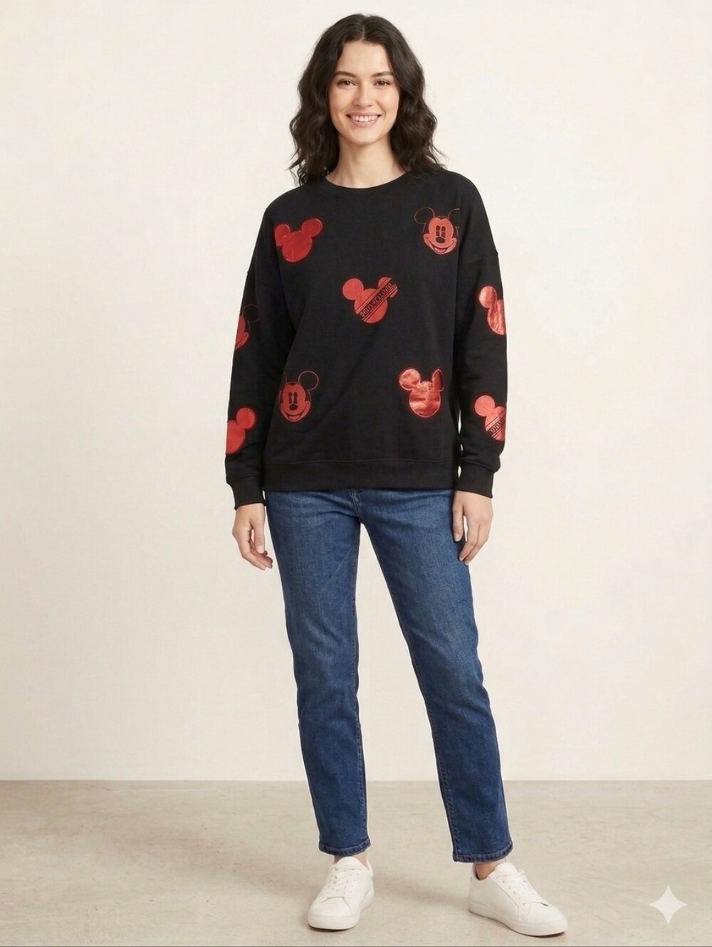 Disneyland Mickey Mouse Black Sweatshirt with Red Graphics